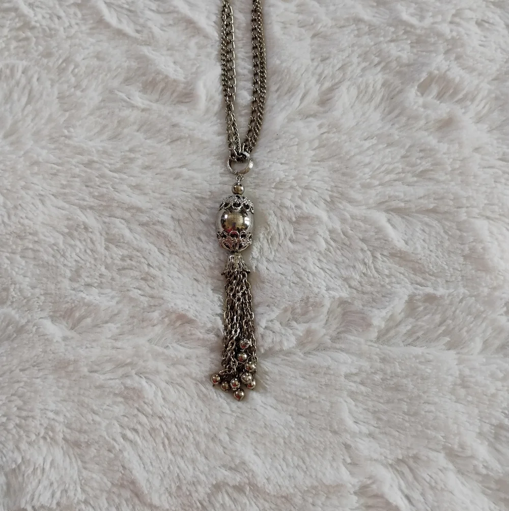Vintage Park Lane Double Strand Heart Tassel Necklace